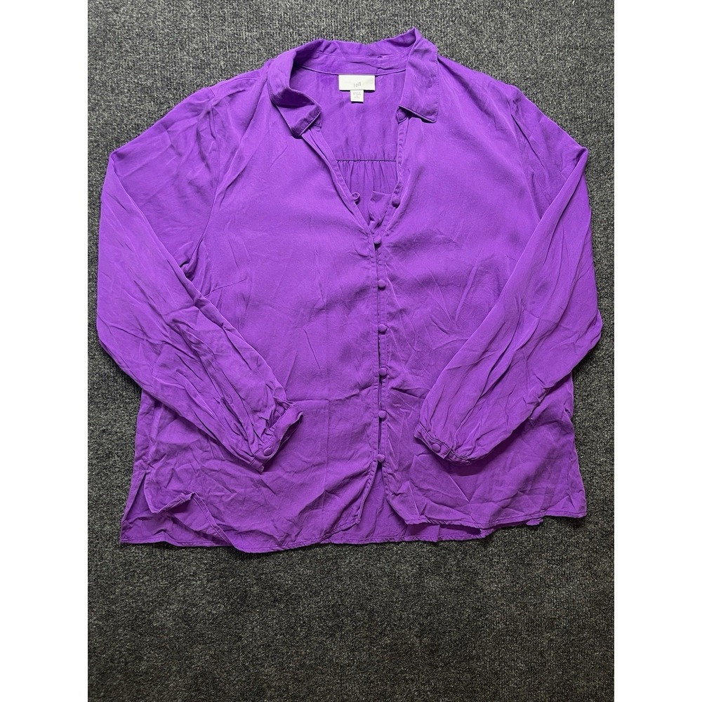 J. Jill Soft Luxe Button Front Shirt Purple Gem Size Medium Petite